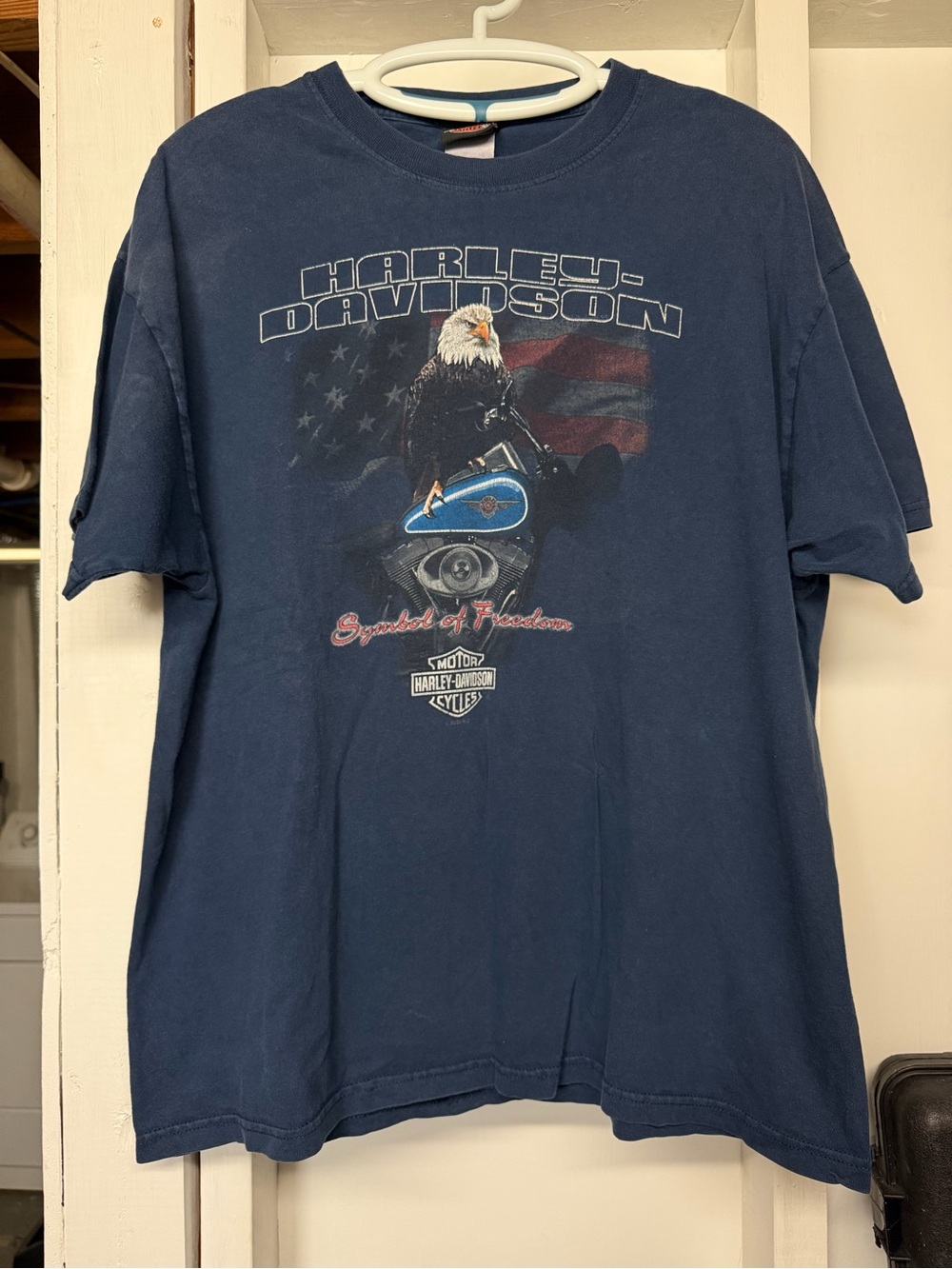 Harley-Davidson 2003 Men's Navy 'Spirit of Freedom' Graphic T-Shirt XL Macon GA
